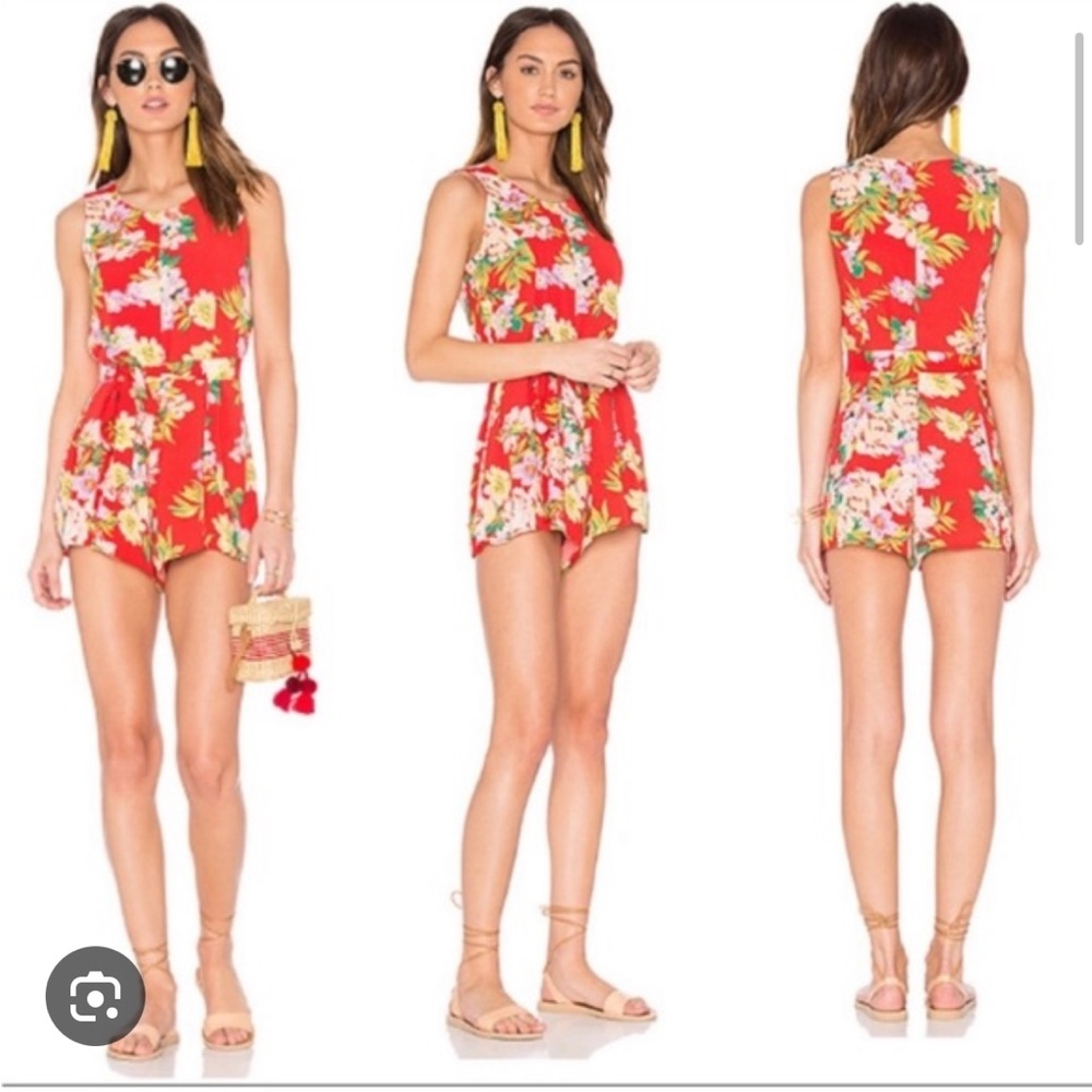Privacy Please gorgeous red floral romper s - Picture 2 of 5